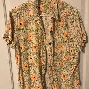 White stag button down flower shirt